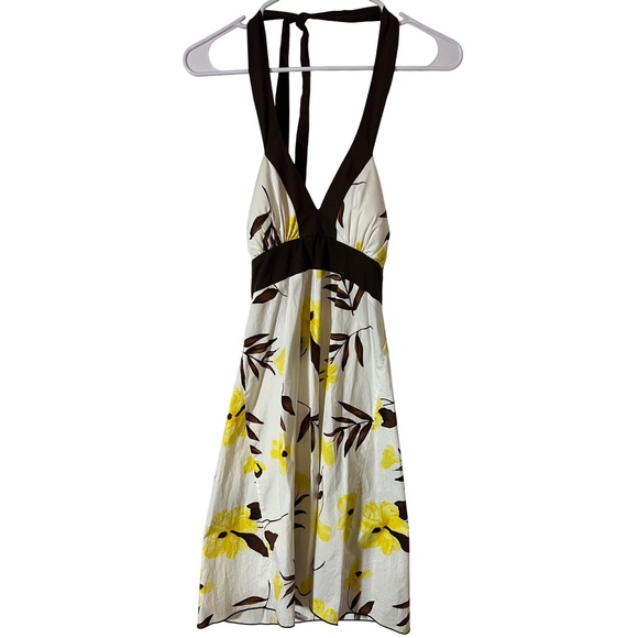 Speechless Dresses & Skirts - Speechless Halter Dress Size‎ 7 Y2K Floral Empire Waist White Yellow Brown